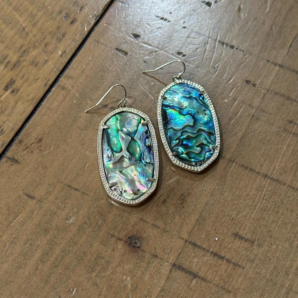 Kendra Scott Iridescent Abalone Drop Earrings in Blue-Green-Purple